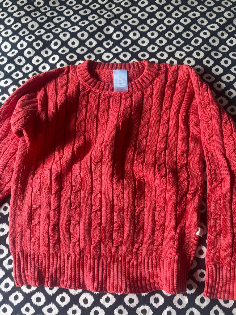 bella bliss Red Cable-Knit Crew Sweater